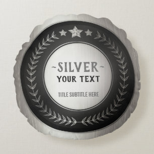 CUSTOM PRINT DIY MEDAL Silver Champion EDITABLE Round Cushion