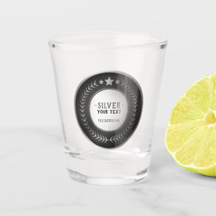 CUSTOM PRINT DIY MEDAL Silver Champion EDITABLE Shot Glass