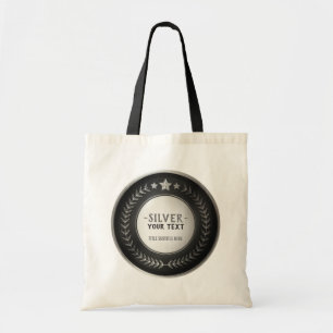 CUSTOM PRINT DIY MEDAL Silver Champion EDITABLE Tote Bag