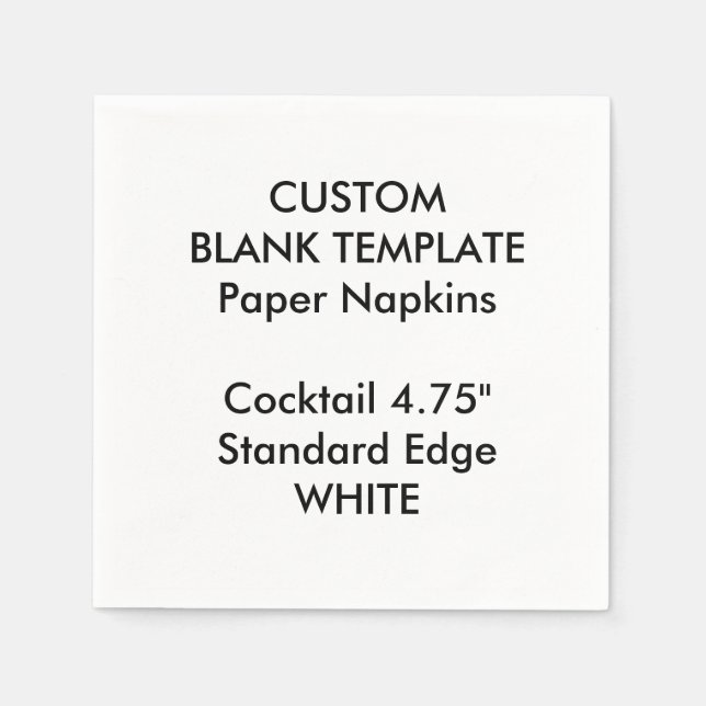 Custom Print Small WHITE Cocktail Paper Napkins (Front)