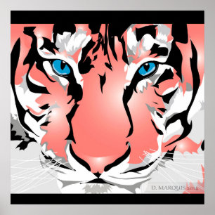 CUSTOM PRINT- TIGER-PEACH POSTER