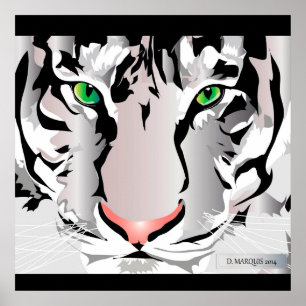 CUSTOM PRINT- TIGER-WHITE/GREY POSTER