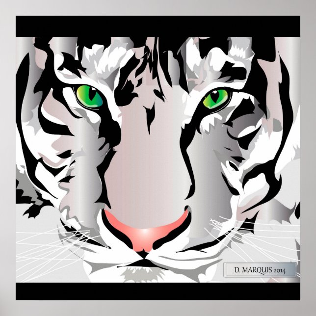 CUSTOM PRINT- TIGER-WHITE/GREY POSTER (Front)
