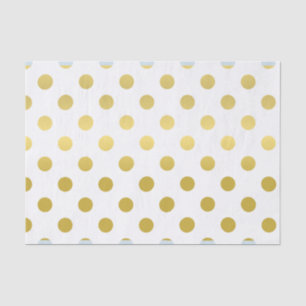 Custom Print White And Gold Polka Dot Tissue Paper