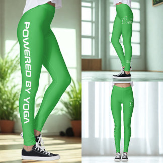 Custom Print Yoga Crew Kelly Green Leggings