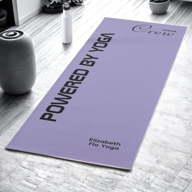 Custom Print Yoga Crew Ocean Pale Purple Mat (Pale purple yoga mat in a modern studio.)