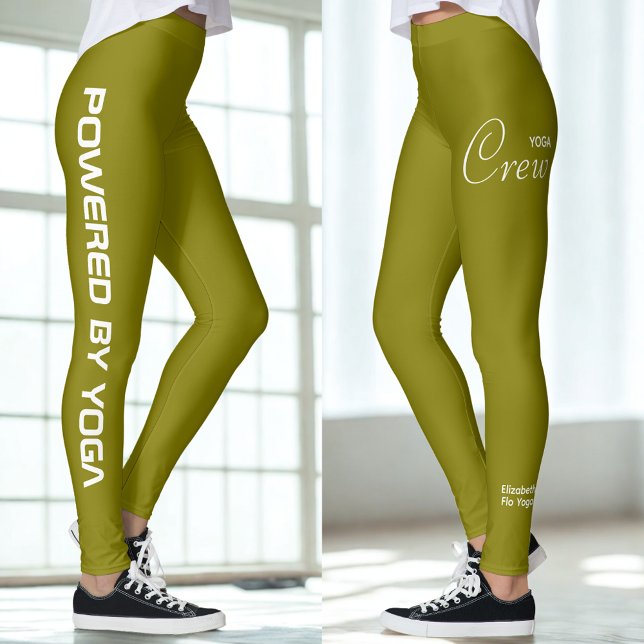 Custom Print Yoga Crew Olive Leggings (Olive yoga leggings.)