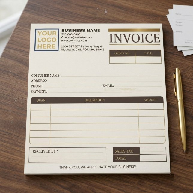 Custom Printable Sales invoices | Business Logo Notepad (sales invoices Business Logo Notepad for small business )