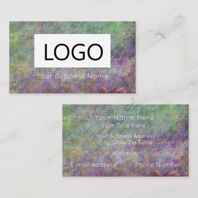 Custom Printed Business Cards Gold Peacock Colours (Front/Back)