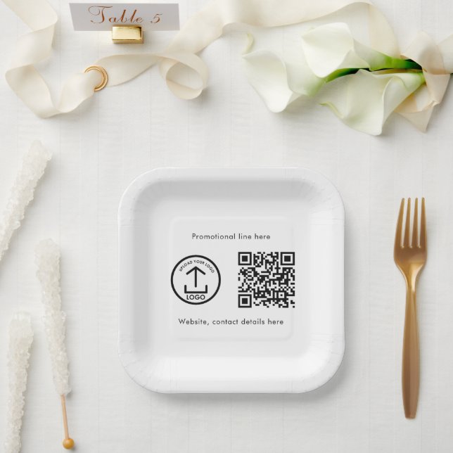 Custom Printed Business Logo QR Code Promotional Paper Plate (Wedding)