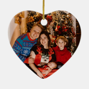 Custom printed ceramic heart shaped photo ornament