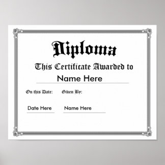 Custom Printed Diploma Poster
