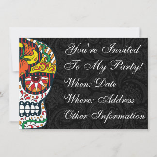 Custom Printed Flowers Mexican Sugar Skull Invitation