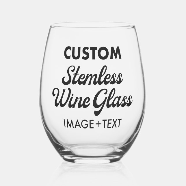 Custom Printed Personalised Stemless Wine Glass (Left)