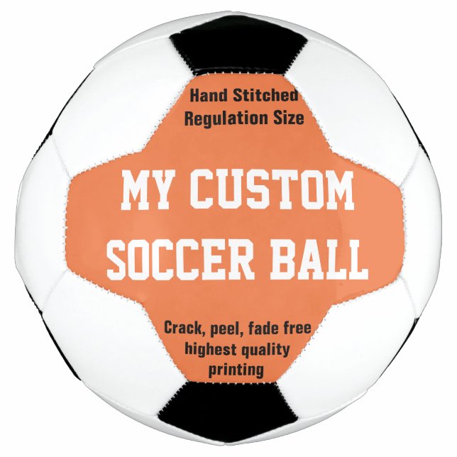 Custom Printed Soccer Ball Football Futbol ORANGE (Front)