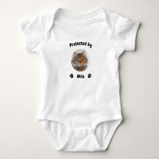 Custom Proctected by Cat Baby, Personalized Cat Baby Bodysuit