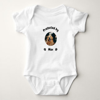 Custom Proctected by Dog Baby, Personalized Dog  Baby Bodysuit
