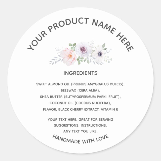 Custom Product Label White Charcoal (Front)