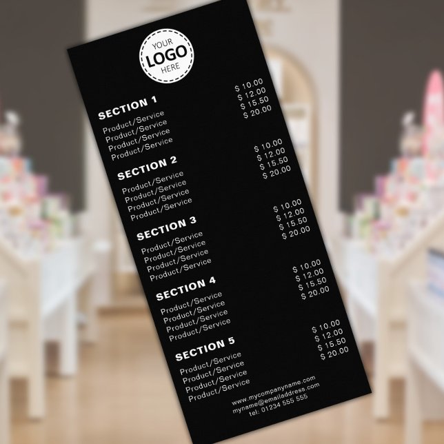 Custom Product/Services Simple Black  Rack Card (Creator Uploaded)