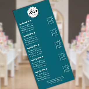Custom Product/Services Simple Teal Rack Card