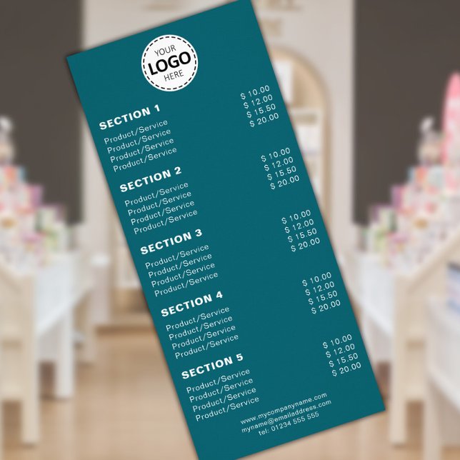 Custom Product/Services Simple Teal  Rack Card (Creator Uploaded)