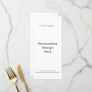 Custom Professional 4" x 9" Flat Menu Card