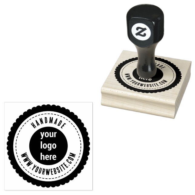 Custom Professional Business Logo Rustic Handmade Rubber Stamp (Stamped)