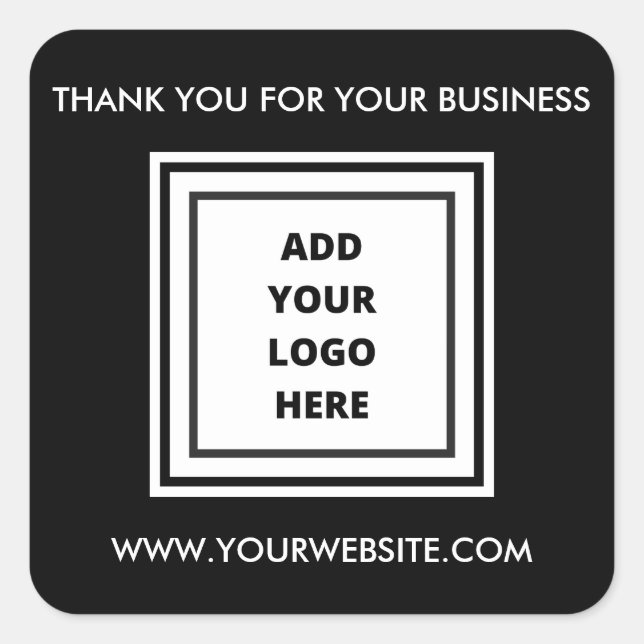 Custom Professional Business Logo Thank you Black  Square Sticker (Front)