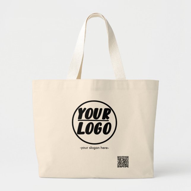 Custom Professional Business Logo With QR Code  Large Tote Bag (Front)