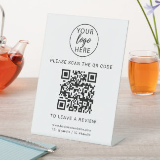 Custom Professional Company Logo and QR Code Pedestal Sign