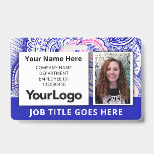 Custom Professional Corporate Employee Photo Name  ID Badge