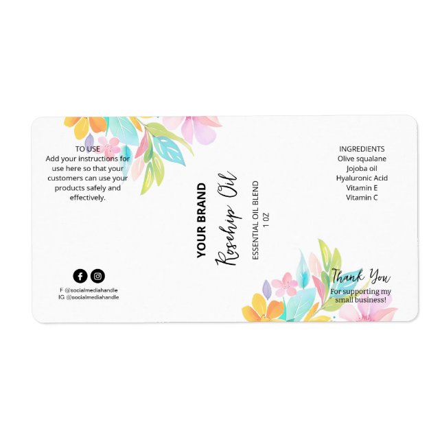 Custom Professional Dropper Bottle Product Labels (Front)