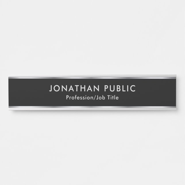 Custom Professional Elegant Black And Silver Home Door Sign (Front)