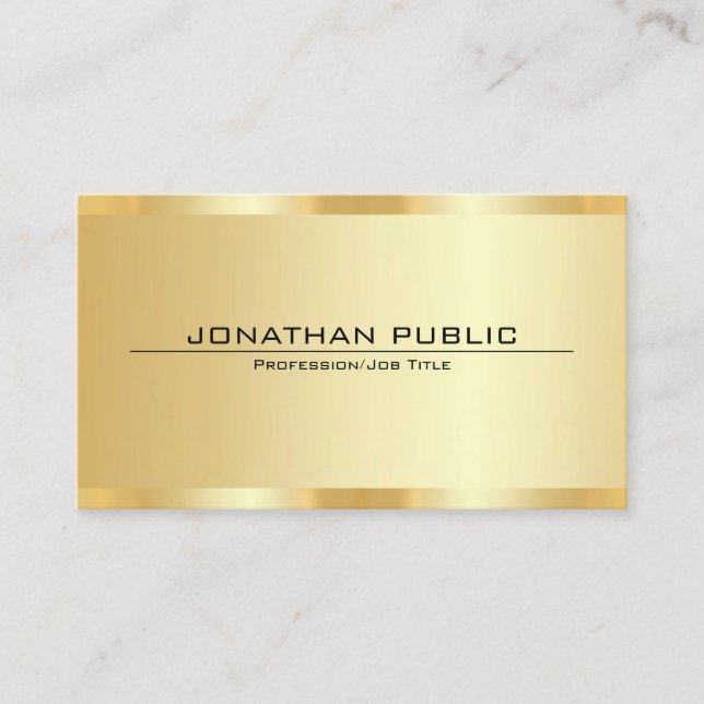 Custom Professional Elegant Faux Gold Template Business Card (Front)