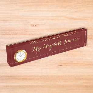 Custom Professional Elegant Script Teacher School Nameplate