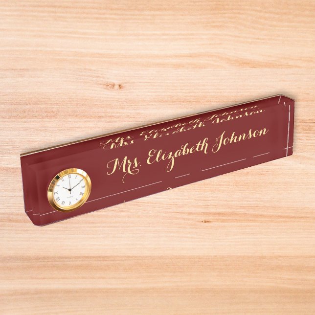 Custom Professional Elegant Script Teacher School Nameplate (Custom Professional Elegant Script Teacher School Desk Name Plate)