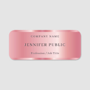 Custom Professional Elegant Template Rose Gold Name Tag