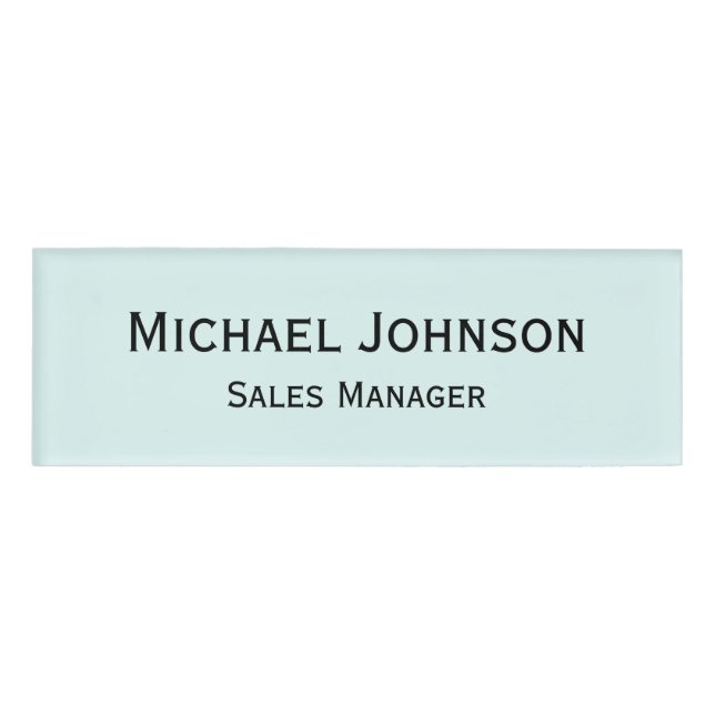 Custom Professional Executive Aqua Blue Magnetic Name Tag (Front)