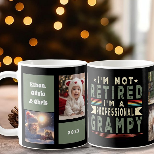 Custom Professional Grampy Grandpa 4 Photo Collage Coffee Mug (Creator Uploaded)