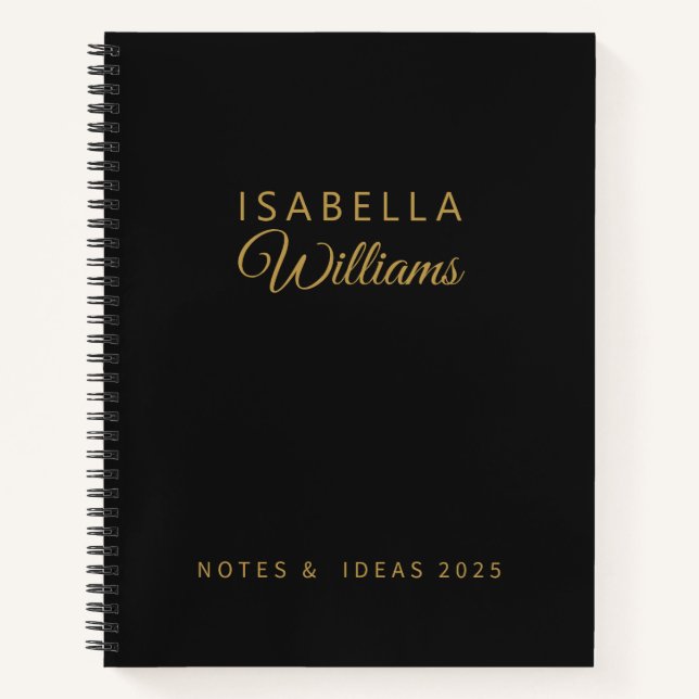 Custom Professional Notebook Modern Black Gold (Front)