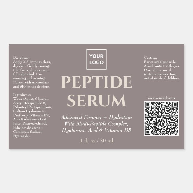 Custom Professional Peptide Serum Skincare Label (Front)