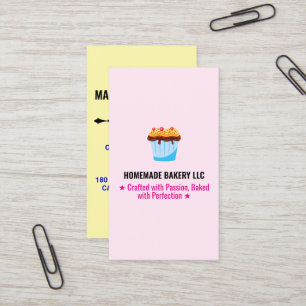 Custom Professional Pink Slogans & Bakery Logo Business Card