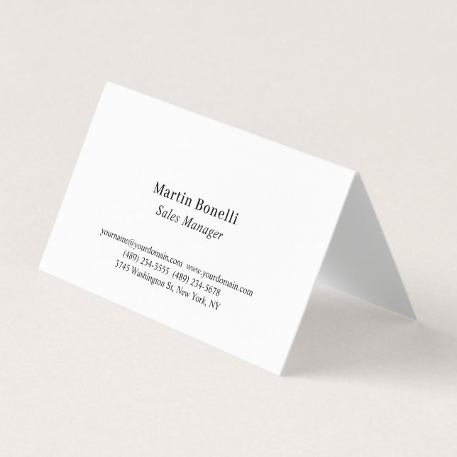 Custom Professional Plain Black & White Classical Business Card (Front)