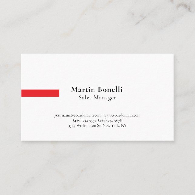 Custom Professional Plain Black & White Classical Business Card (Front)