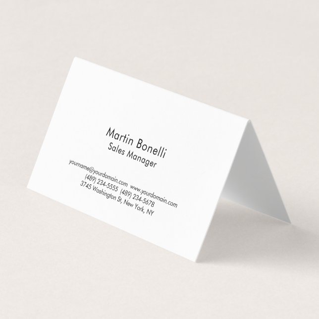 Custom Professional Plain Black & White Classical Business Card (Front)