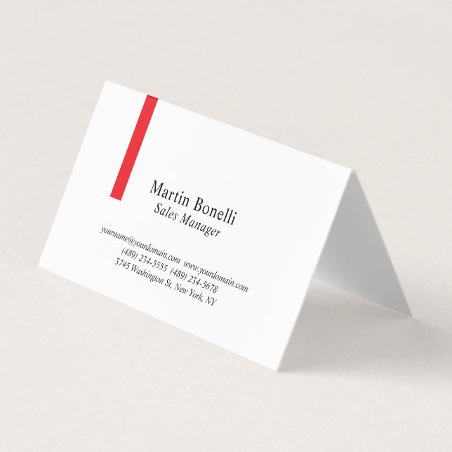 Custom Professional Plain Black & White Classical Business Card (Front)