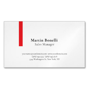Custom Professional Plain Black & White Classical Magnetic Business Card