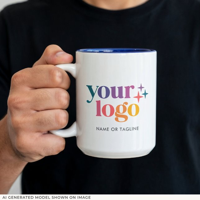 Custom Promo Business Logo Mug (Mug shown in 15 oz choose your size and color before check out.)