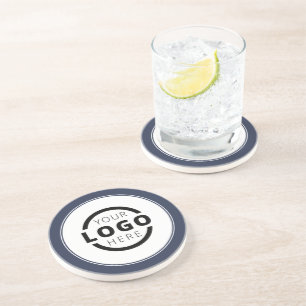 Custom Promotional Business Logo Branded Blue Coaster