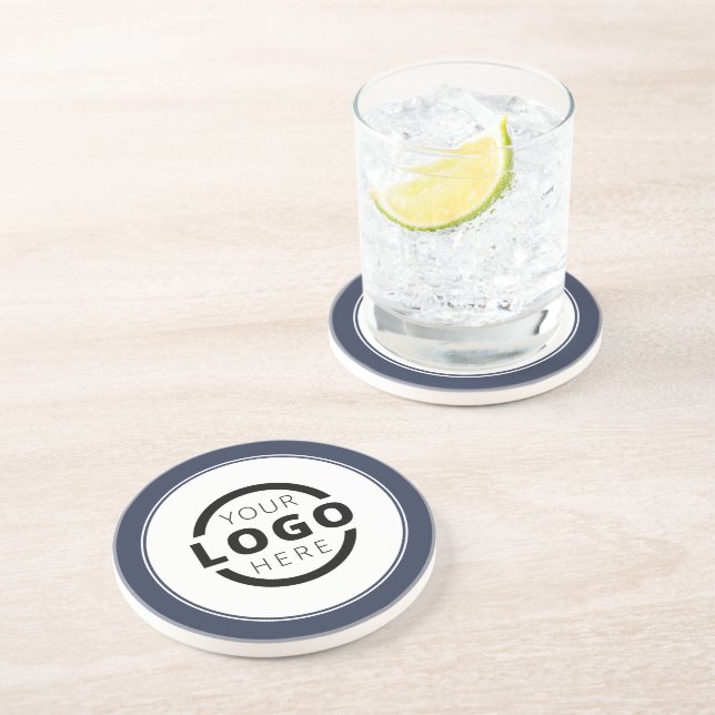 Custom Promotional Business Logo Branded Blue Coaster (Side)